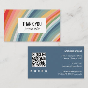 Carte De Visite Earth Rainbow Stripes Merci QR Médias sociaux