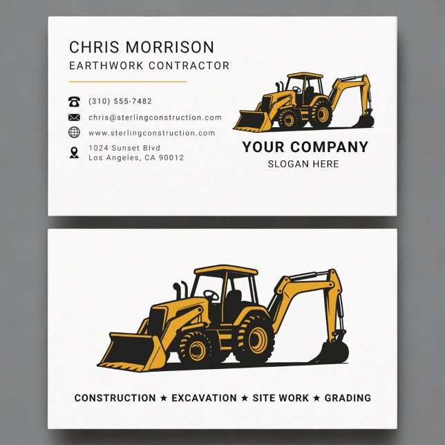 Carte De Visite Earthwork Contractor Professional (Créateur téléchargé)