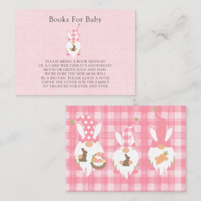 Carte De Visite Easter Gnomes Rose Girl Livres Pour Bébé (Devant / Derrière)