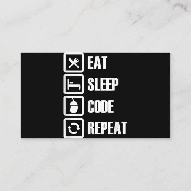 Carte De Visite Eat Sleep Code Répétition Coding Programmer Ingéni (Devant)