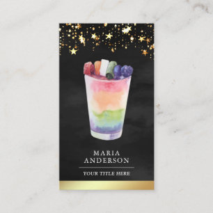 Carte De Visite Eau de jus de fruits colorés aquarelle Black Gold