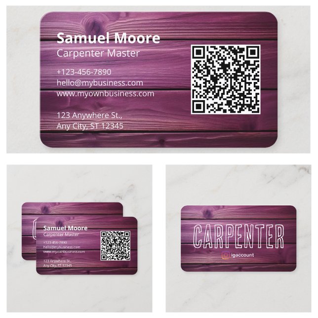 Carte De Visite Échantillon d'idées de conception de modèles Charp (Sample Model Design Ideas Rustic Carpenter Business Card
)