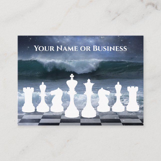 Carte De Visite Échecs Imaginaire et Ocean Waves Night Sky Chess (Devant)