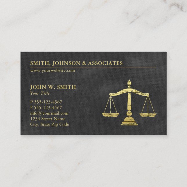 Carte De Visite Échelles de cabinet juridique des avocats d'or de (Devant)