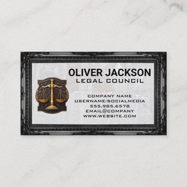 Carte De Visite Échelles de justice | Cadre antique | Juridique (Devant)