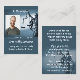 Carte De Visite Échelles de justice de la loi de mémorial chrétien