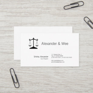 Carte De Visite Échelles de sténographe judiciaire de justice