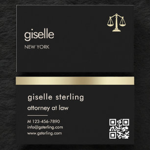Carte De Visite Échelles d'or de la justice Avocat Black