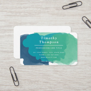 Carte De Visite Éclaboussure de peinture aquarelle turquoise tenda