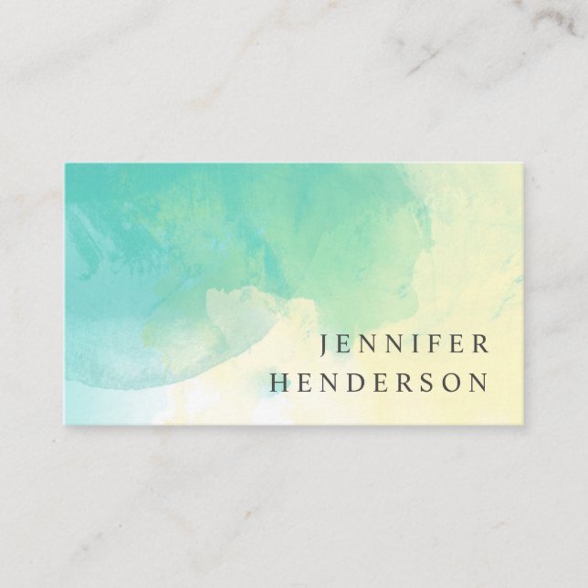 Carte De Visite Éclaboussure jaune turquoise moderne (Devant)