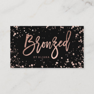 Carte De Visite Éclaboussures roses bronzées de confettis d'or d