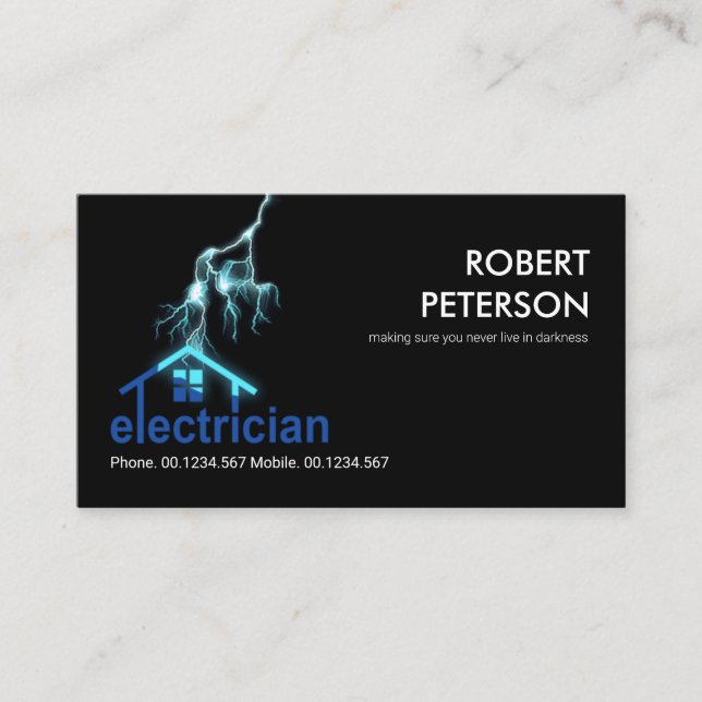 Carte De Visite Éclair Frappe Electricien Rooftop (Devant)