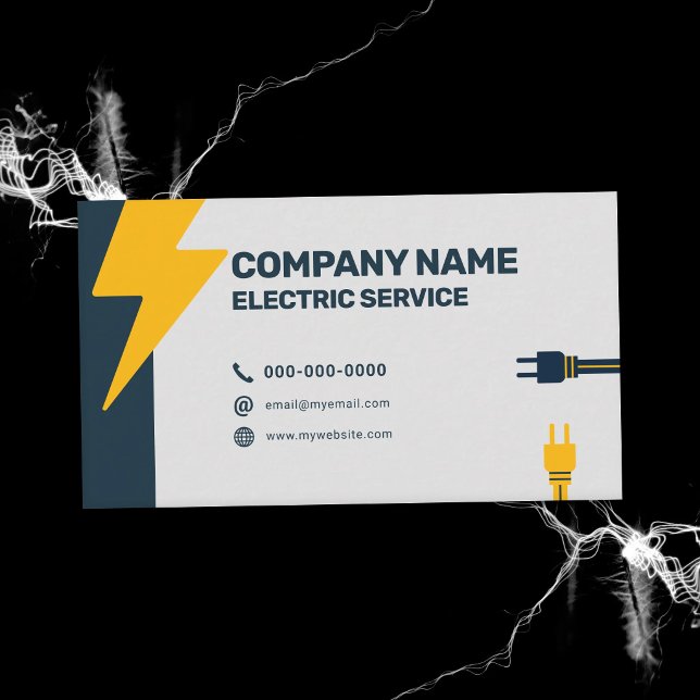 Carte De Visite Éclair - Services Électriques (Lightning Bolt - Electric Services Business Card)