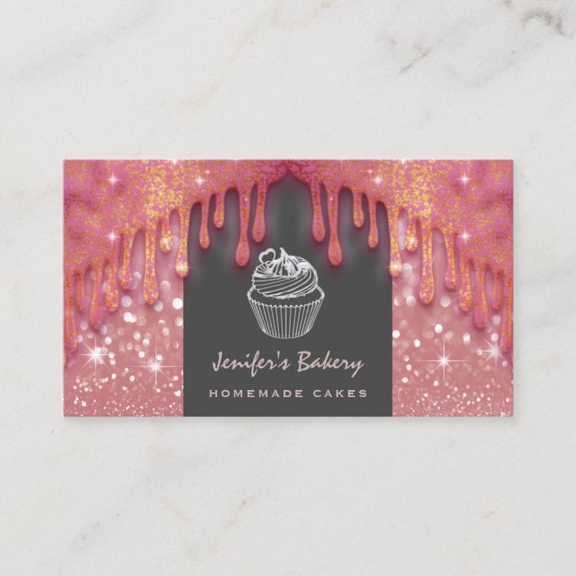 Carte De Visite Éclairage de luxe moderne gouttes de cupcake migno (Devant)