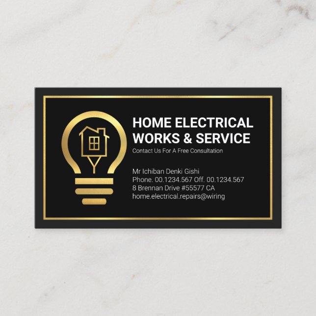 Carte De Visite Éclairage électrique professionnel Gold Home (Devant)