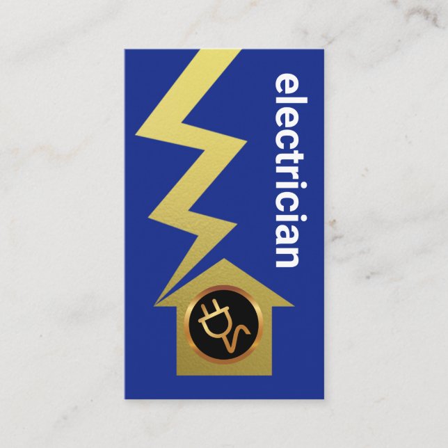 Carte De Visite Éclairage minimal simple en or chez l'électricien (Devant)