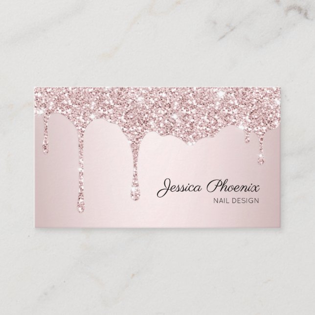Carte De Visite Éclat Rose or Glitzer Moderner (Devant)