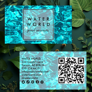 Carte De Visite Écluses d'eau Service de piscine Photo Code QR