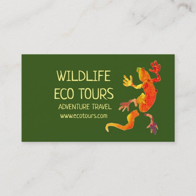 Carte De Visite Eco voyages aventure tours business gecko faune (Devant)