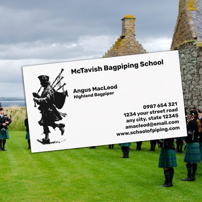 Carte De Visite École Bagpiper & Bagpiper (Créateur téléchargé)