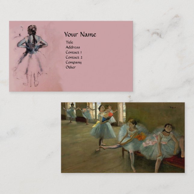 CARTE DE VISITE ÉCOLE DE DANSE / BALLERINA DANSEURS DE BALLET EN R (Devant / Derrière)
