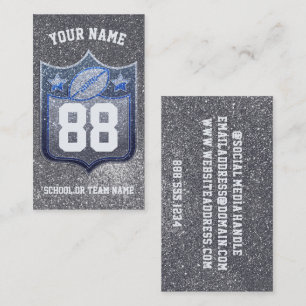 Carte De Visite École de Parties scintillant Blue & Silver Footbal