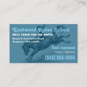Carte De Visite École de Rodéo   Entraînement de Cowboy sur Cheval