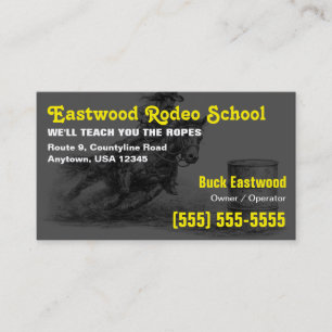 Carte De Visite École de Rodéo   Instructrice de Course de Barils