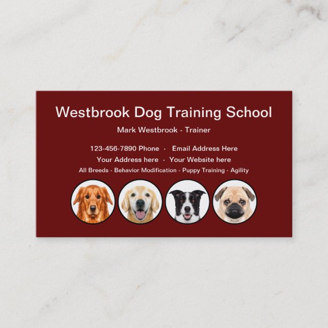 Carte De Visite École professionnelle de chiens (Devant)