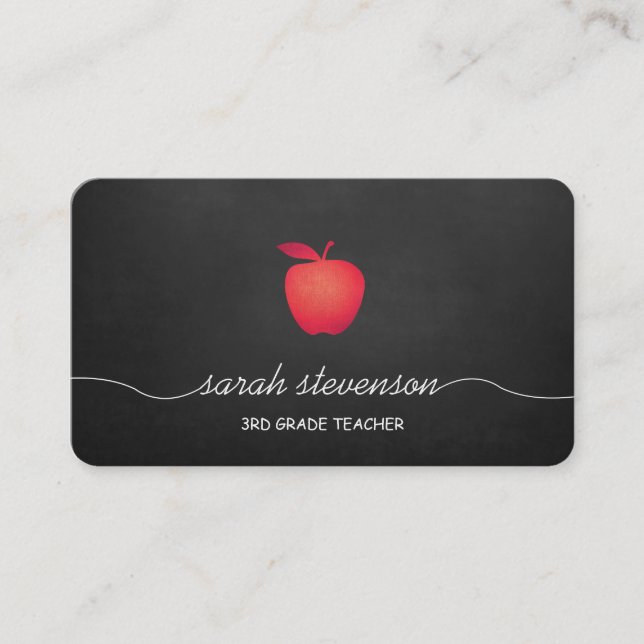 Carte De Visite Ecole Red Apple Chalkboard (Devant)