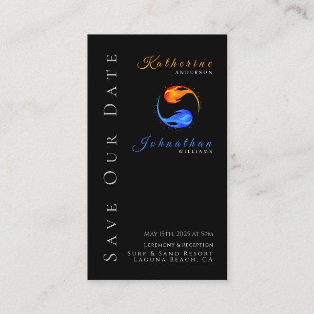 Carte De Visite Économisez nos Flames Mariage-Twin Date (Devant)