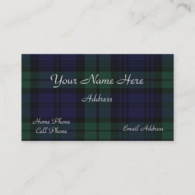 Carte de visite écossais de plaid de tartan (Devant)