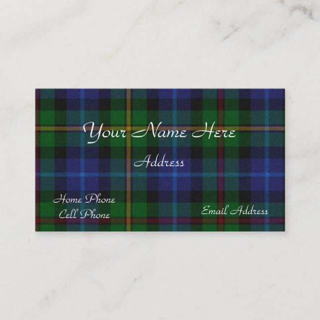 Carte de visite écossais de plaid de tartan (Devant)