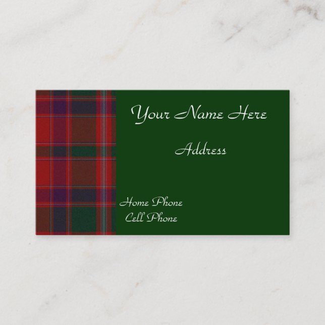 Carte de visite écossais de plaid de tartan (Devant)