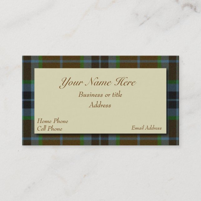 Carte de visite écossais de plaid de tartan de (Devant)