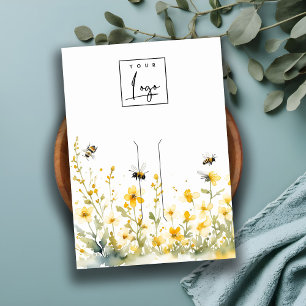 Carte De Visite Écran à cheveux du logo de l'abeille Fleur sauvage