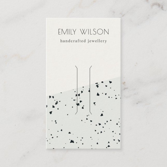 Carte De Visite Écran à cheveux gris noir Terrazzo Texture (Devant)