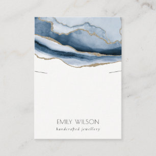 Carte De Visite Écran Abstrait Agate Blue Gold Collier Bande