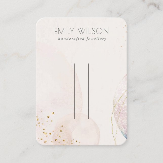 Carte De Visite Ecran Abstrait en Aquarelle Or Blush (Devant)