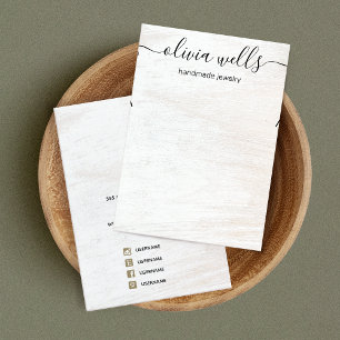 Carte De Visite Écran bracelet en bois blanc Script