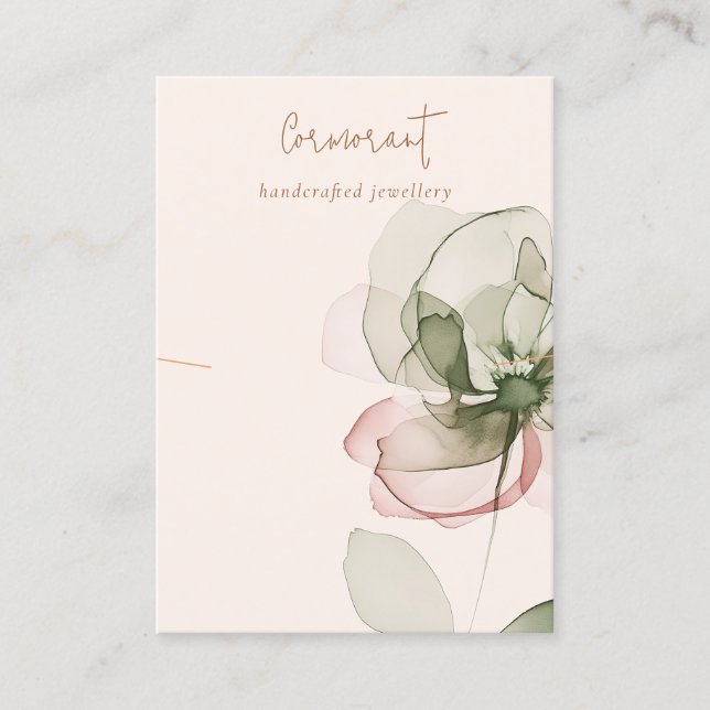 Carte De Visite Écran Chic Blush Green Rose Flower (Devant)