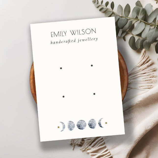 Carte De Visite Écran Chic Lune Céleste Aquarelle 2 oreilles (Créateur téléchargé)