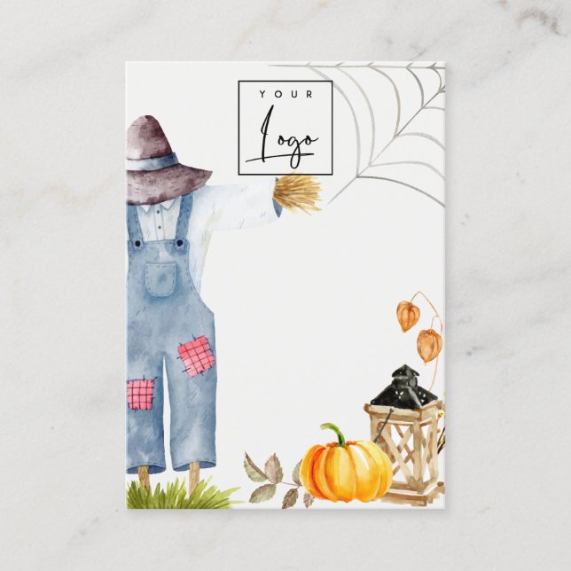 Carte De Visite Écran Citrouille Scarecrow Logo Vierge Bijoux (Devant)