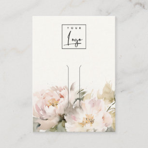 Carte De Visite Écran de bijoux Blush Peony Floral Logo Hairpin