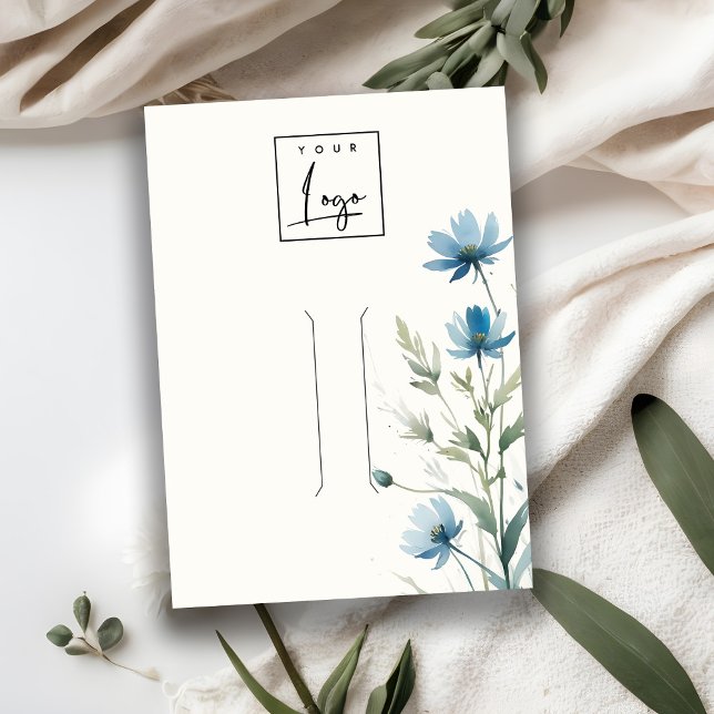 Carte De Visite Écran de bijoux Dusky Blue Fleur sauvage (Créateur téléchargé)