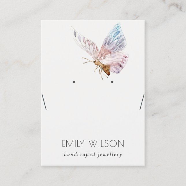 Carte De Visite Écran de collier à papillon Aqua Blush Dreamy (Devant)