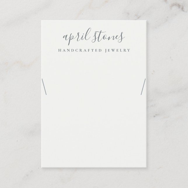 Carte De Visite Écran de collier blanc gris noir à script minimal (Devant)