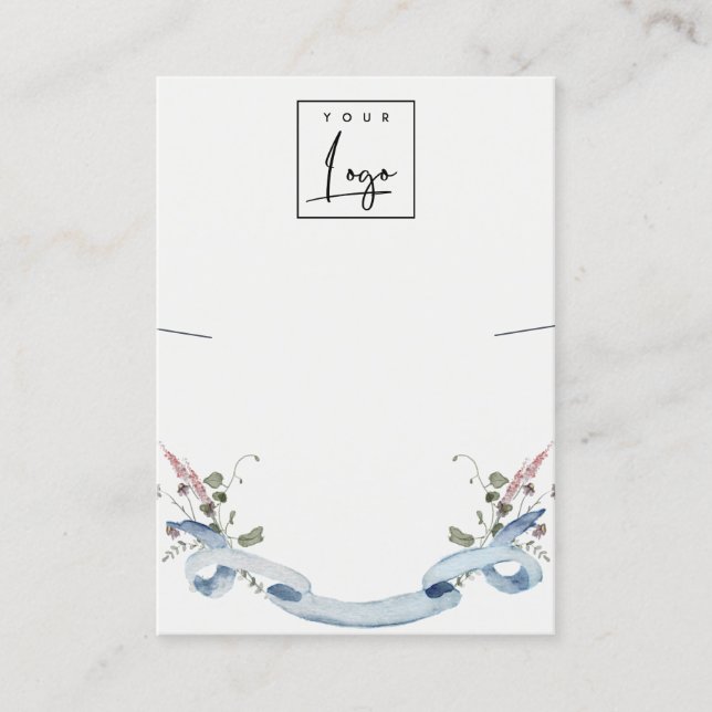 Carte De Visite Écran de collier de logo Dusky Blue Fleur sauvage (Devant)