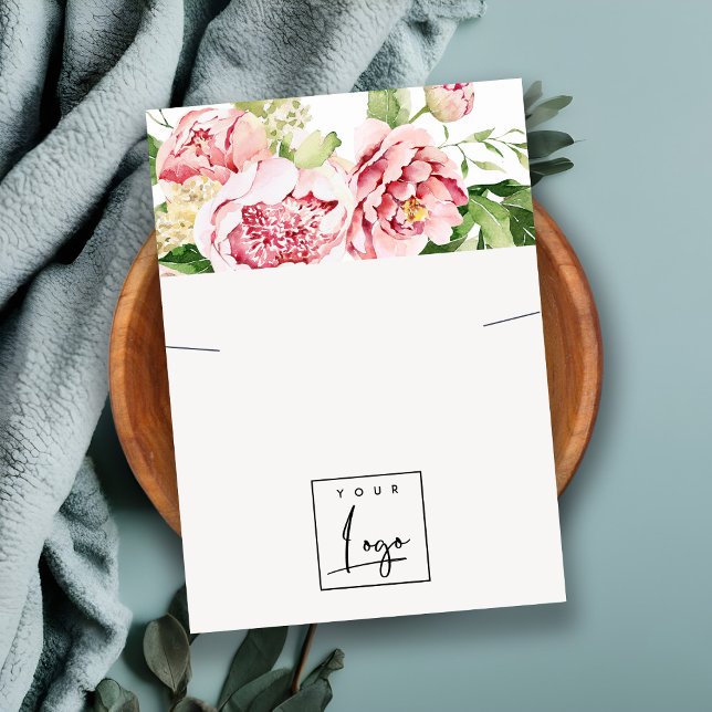 Carte De Visite Écran de collier de logo floral rose Peony (Créateur téléchargé)