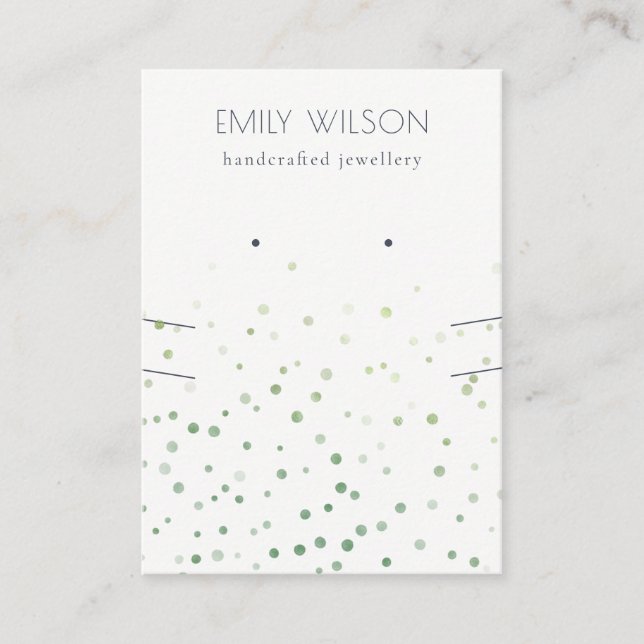 Carte De Visite Écran de collier d'oreille Confetti vert Aquarelle (Devant)